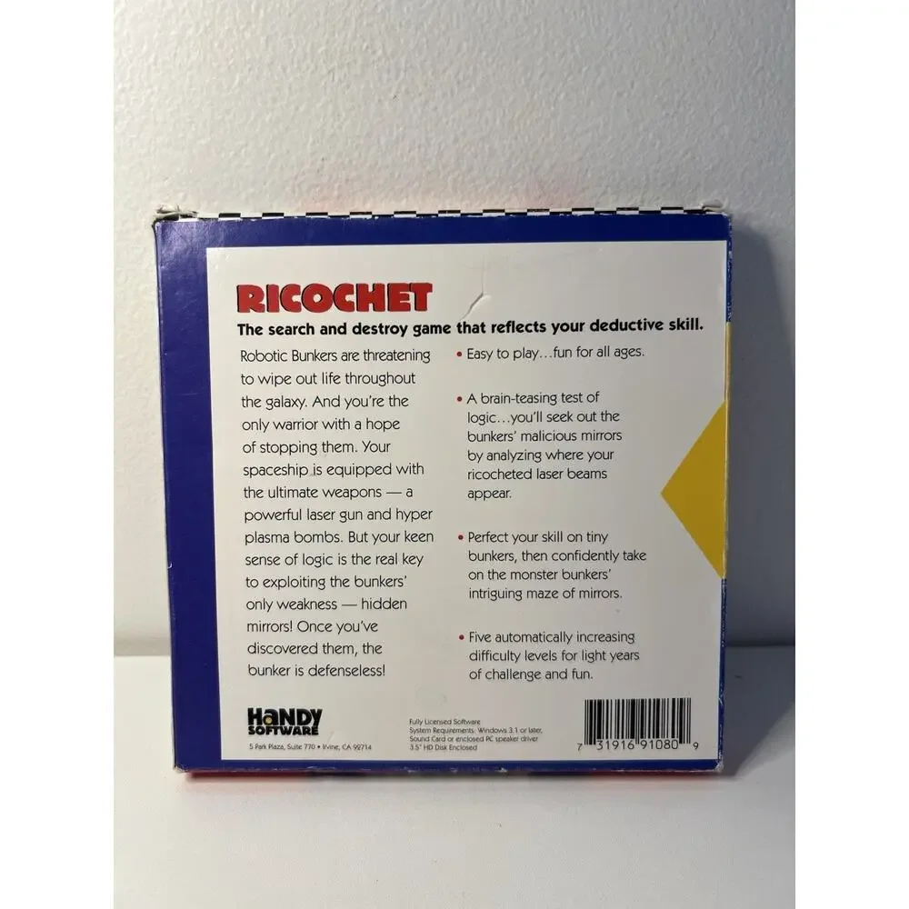 FLOPPY DISC GAME RICOCHET FOR WINDOWS PROGRAM PC MS-DOS COMPUTER 3.5